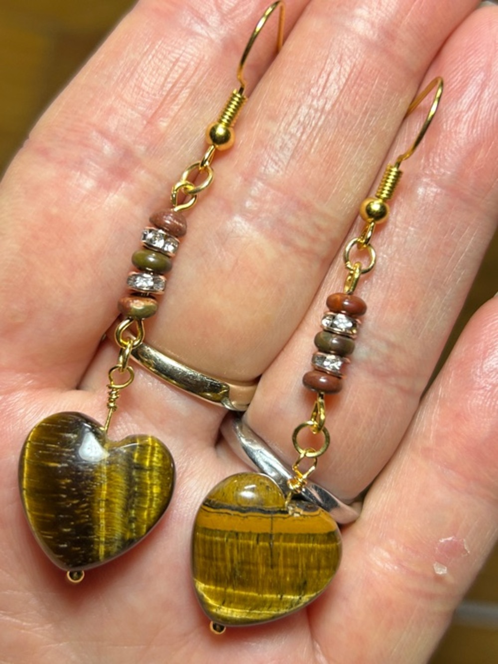 3/$25 Tiger Eye Heart Drop Earrings